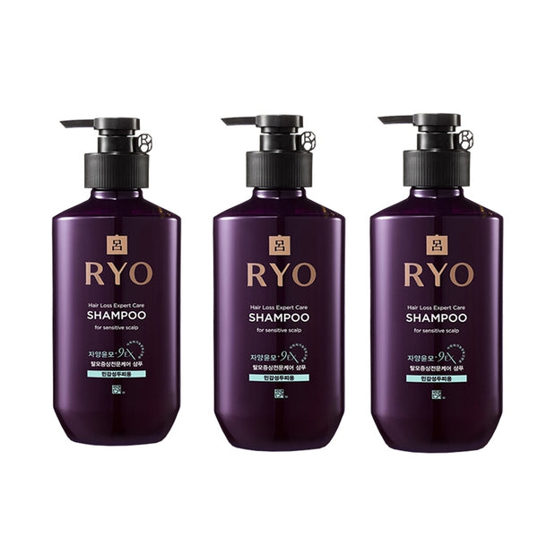 Korea RYO Lv purple Lv hair loss care shampoo sensitive scalp 400ml 3 bottles