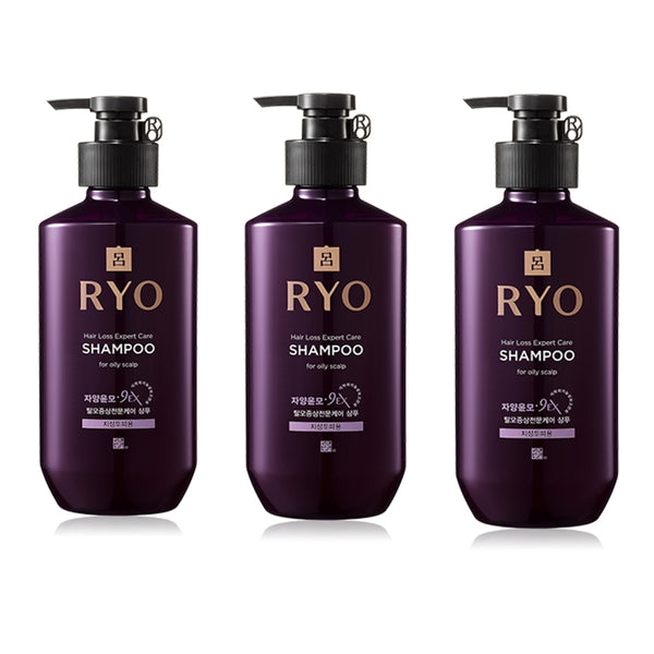 Korea RYO Lv Purple Lv Hair Loss Care Shampoo for Oily Scalp 400ml*3 bottles