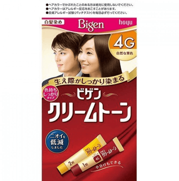 Japan Hoyu Bigen Creamy Tone Hair Color Cream 4G Natural Maroon 80g Case Size:27（A test)