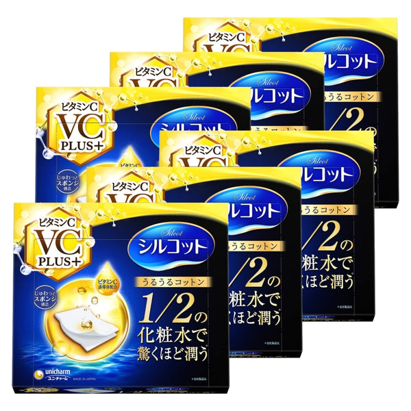 UNICHARM One-half super water-saving cotton pads VC plus+ 40pcs*6boxes