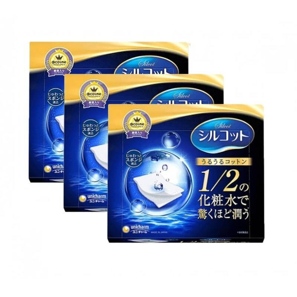 Japan UNICHARM One Half Ultra Water-saving Cotton Pads Make-up Remover Cottons 40pcs*3